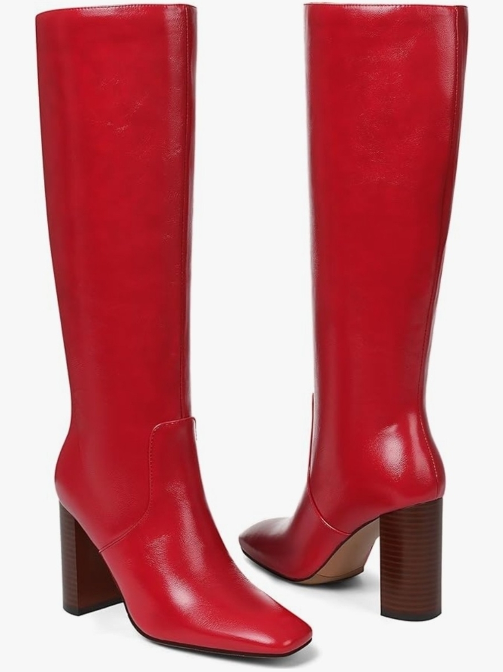 Emu Red Leather Over-the-Knee Block Heel Boots
